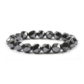 Justinstones 8mm Faceted Hematite Crystal Bead Healing Energy Protection Stretch Bracelet 7 inch
