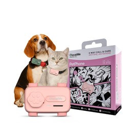 GlocalMe PetPhone for Dog and Cat, Support Play Music and Two-Way Call, Pet Community and AI Health Alerts, Real Time Tracking and Virtual Fence, Unlimited Range Pet GPS Tracker (Pink)