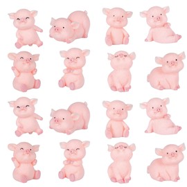 AWYY Zeaying48 Pack of 16 Pink Pig Ornaments, Decoration Ornaments Made of Resin, Miniature Pig Figures, Cute, for Children's Birthday Party, Baby Shower, Pack of 16