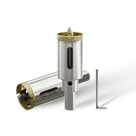 CSOOM 2PCS 1"(25mm) Diamond Hole Saw with Center Drill Bit, One-Touch Positioning, Easy to Penetrate Hard Materials Such as Ceramic, Tile, Glass, Granite, Marble, etc.