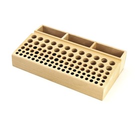 QWORK Leather Working Tool Holder, 98 Holes Wooden Leathercraft Tool Rack Stand Organizer with 3 Slots, Making Punch Tools Storage