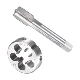 QUARKZMAN M15 x 1 mm Metric Tap and Round Die Set x 1 Set 4 Flutes High Speed Steel for Processing Hardware Tool