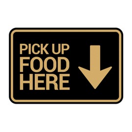 Signs ByLITA Classic Framed, Pick Up Food Here Sign (Black Gold) - Large