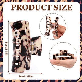 kaiolbly 4Pcs Tortoise Hair Claw Clips, Acetate Hair Claw Clip Acrylic French Hair Banana Barrettes Jaw Clips, Stylish Hair Accessories for Women 3.15 Inch Fashion Strong Hold for Thick Thin Hair