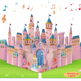 Birthday Card with Music, Pop Up Birthday Cards Girl with Light and Music, 3D Pop Up Singing Card Birthday for Children Girls 1 Year, 2/3/4/5/6/7/8/9 Years