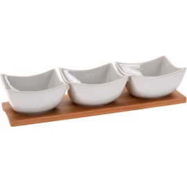 Bamboo Tray + 3 Bowls