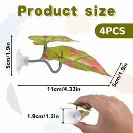 Qulkws 4 Piece Plastic Betta Fish Tank Accessories Betta Leaf Hammock Small Fish Tank Decor Spawning Grounds Breeding Resting Bed with Suction Cup(4.3x1.9 inch)