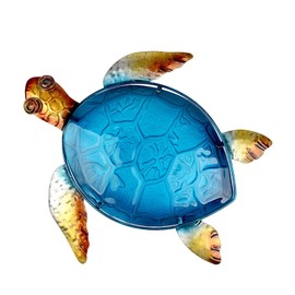 DEARBIRDER Metal Sea Turtle Wall Decor Ocean Beach Theme Wall Decorations, Glass Sea Turtle Hanging Wall Art Metal Decor or Home Bedroom Office Garden Fences Aquarium Ocean Wall Decoration, Blue