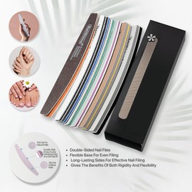 Professional Nail File Kit For Acrylic and Natural Nails – Set of 8 Washable Grit Files 150/240, 100/180, 180/240, 80/100, 1000/4000.