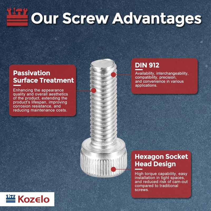 Kozelo 30pcs Socket Head Cap Screws - [M5-0.8 x 16mm]