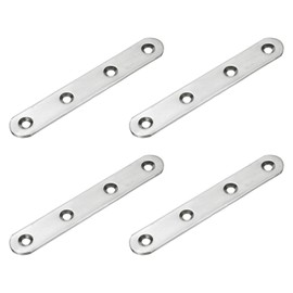 uxcell 4 Pcs Flat Straight Brace Brackets, 4.7 x 0.7 Inch Mending Plates, Connector Furniture Repair Fixing Joint, Stainless Steel, Silver