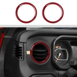 Dash Air Conditioning Vent Outlet Center Console Air Vents Cover Trim Compatible with 2024-2025 Jeep Wrangler JL JLU & Gladiator JT 4xe Interior Accessories 2pcs Red Carbon Fiber ABS