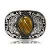 GURANSE Natural Gems Stone Belt Buckle With Acanthus Rectangle Frame