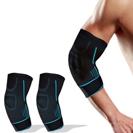 MILAIUN Elbow Support Pack of 2, Elbow Bandage Non-Slip with Strap, Elbow Pads for Men and Women, Elbow Support for Tennis, Golf, Weight Sports, Golfer's Elbow, Tennis Elbow (XL)