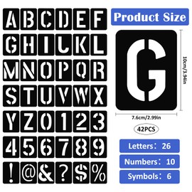 TPTGIAR 42 PCS Letter Stencils Large, 4 Inch Plastic Stencils Letters, Number Stencil for Crafts Reusable, Washable Alphabet Stencil for Art Projects Decoration Painting DIY