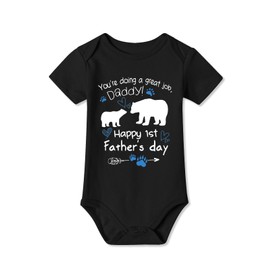 Best Father's Day Bodysuit First Daddys Day Newborn Baby Suit Black 9-12 Months
