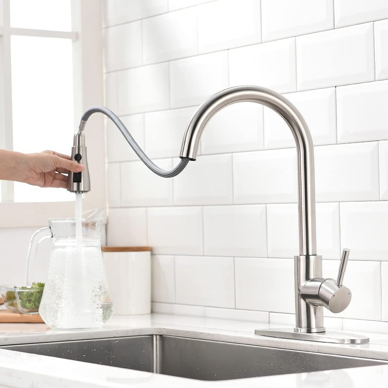 Brushed Nickel Kitchen Faucets with Pull Down Sprayer Kitchen Sink