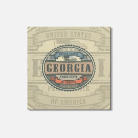 Unbranded Georgia USA State Retro Vintage 4'' X 4'' Square Wooden Coaster