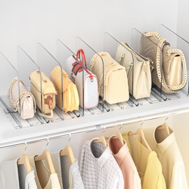 MIKESIER Purse Organizer for Closet - 2 Pack Clear Adjustable Handbag Storage Shelf & Clutch Bag Organizer | Shelf Divider for Purses, Books, Sweaters | Durable Organizing for Home & Closet Storage