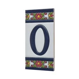 Spanish Flower Ceramic Tile and Frame Letter O