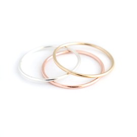 stackable ring. SMOOTH stacking band. rose, yellow gold filled or sterling silver. minimalist ring. slim ring. mixed metal rings.