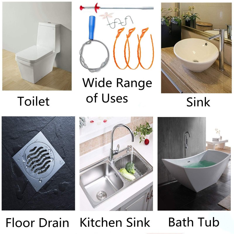 Forlivese Drain Snake,6 Pack Shower Drain Unblocker,Multifunctional Sink Unblocker Tool