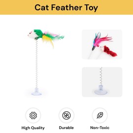 EZONEDEAL Cat Spring Mouse Feather Play Toy Teaser Bell Wand Interactive Kitten Pet Stick Fun Wand Sucker Toy (Mouse Toy)
