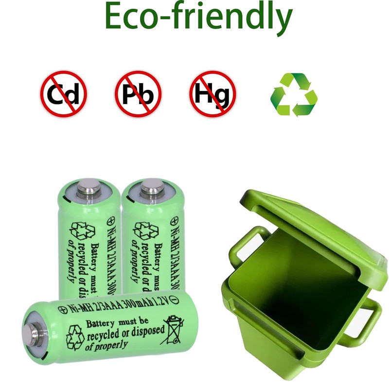 Yibatopow 8 Packs Ni-MH 2/3AAA 1.2v 300 mah Rechargeable Batteries