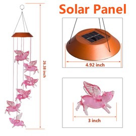 xxschy LED Solar Fly Pigs Wind Chimes Outdoor - Waterproof Solar Powered LED Changing Light Color 6 Flying Pigs Mobile Romantic Wind-Bell for Home, Party, Festival Decor, Night Garden Decoration