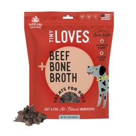 Farmland Traditions Tiny Loves Jerky Trainer Treats for Dogs w/Bone Broth (Beef, 12 oz.)
