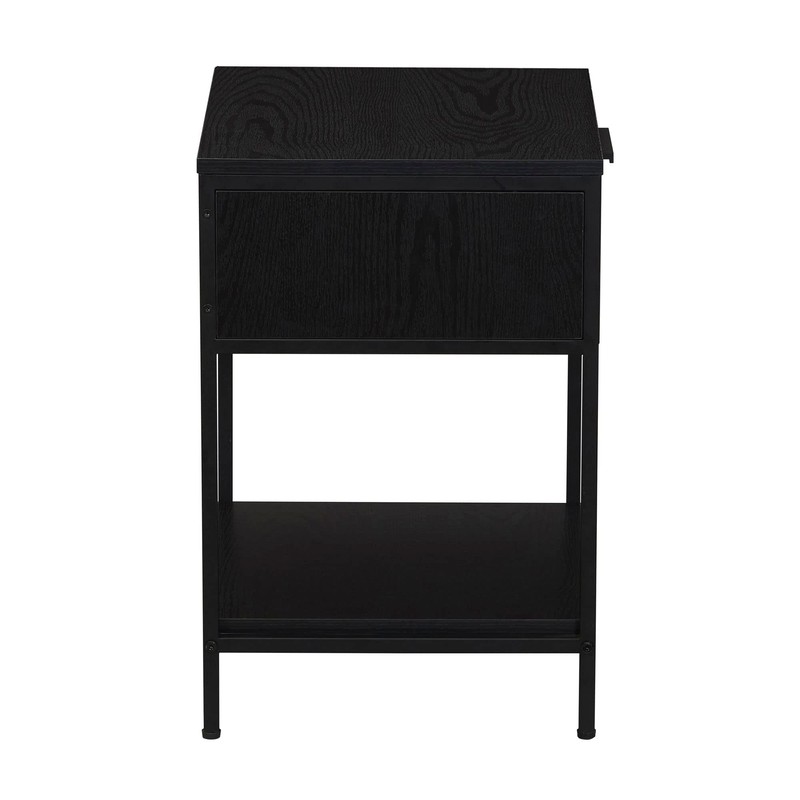 Household Essentials Woven Rattan End Table, Black Oak