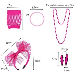 80s Costumes for Women,80s Accessories Costumes for Women Girls Including Headband Earrings Fishnet Gloves Necklace Bracelets, Outfit Costume Accessories Women's for 80s Theme Party Outfits