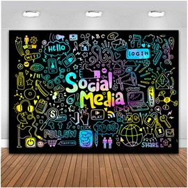 TOAOFY 7x5ft Play Social Media Birthday Banner Party Decoration Backdrop Social Media Background for Teens Novelty Social Media Theme Birthday Party Supplies TAY675