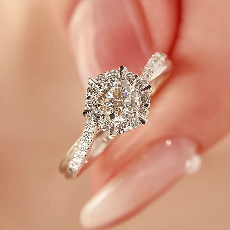 Anillo De Compromiso Mujer, Adjustable Anillos de Promesa S925 Plata