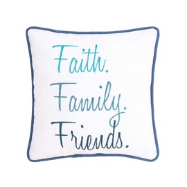 C&F Home Faith Family Friends Pillow Cursive Decor Decoration Embroidered Throw Pillow for Couch Chair Living Room Bedroom 10" x 10" Blue