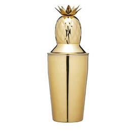 BarCraft BCCSPAPL Pineapple Cocktail Shaker with Recipe, Stainless Steel, 325 ml, Brass-Effect