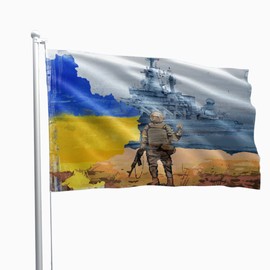 Protest Ukraine Flag Weatherproof Flag with Brass Eyelets and Reinforced Seams - Ukrainian Flag with 100 g/m² Fabric Weight in Size 90 x 150 XL