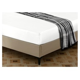 Soft Brushed Microfibre Fabric - White Sheet - 25cm Deep Pocket - Plain dyed Bedding Fitted Sheets Double - Breathable Bottom Bed Sheet - Easy Care - 135x190 cm