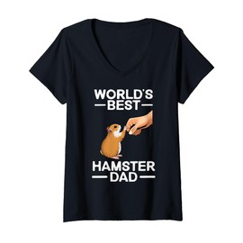 Womens Funny Hamster Design For Men Dad Father Dwarf Hamster Lover V-Neck T-Shirt