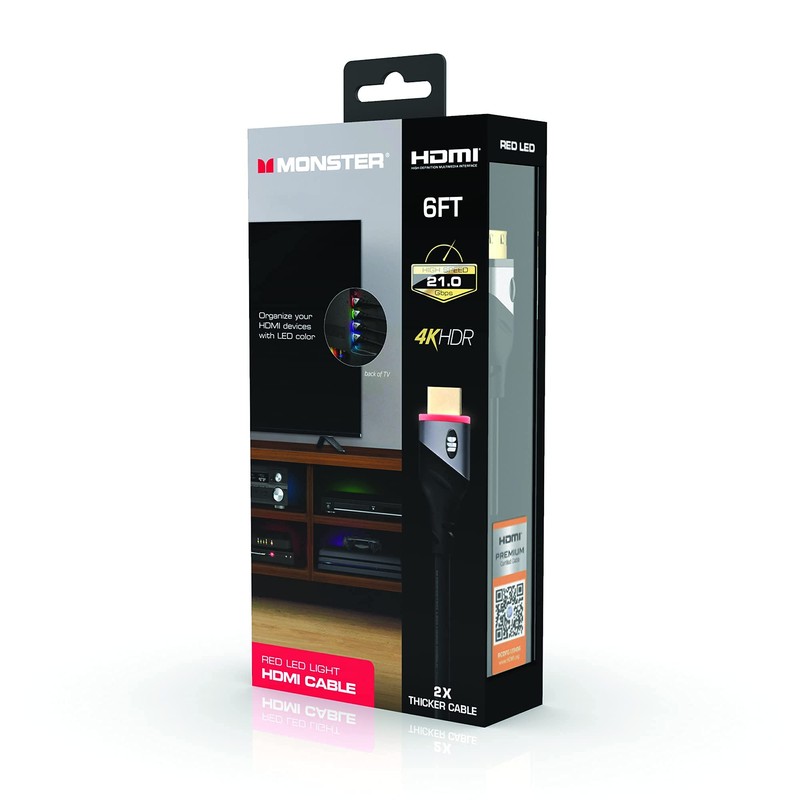 Monster High Speed 4K HDR HDMI Cable with Built-in Red