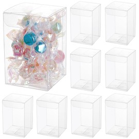 BENECREAT 20Pcs Clear Gift Boxes with Film, Rectangle Transparent PVC Favor Boxes 2x2x3inch for Wedding Party Treat Candy Cupcakes