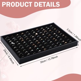 Wenqik 4 Pieces Black Cardboard Ring Holder with Velvet Linin, 100 Slot Ring Inserts Stackable Ring Organizer Ring Display Tray for Jewelry Ring Multiple Rings, 13.8 x 9.4 x 1.2 inch