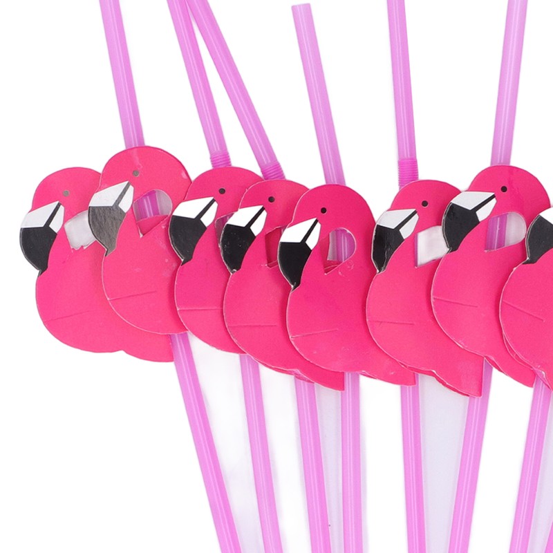 100Pcs Flamingo Drinking Straws Cute Pattern Environmentally Friendly Bendable Cocktail