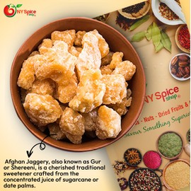 NY Spice Shop Afghan Jaggery (Gur) - 3 Pound Natural Sugar Cane Sweetener Date Palm Raw Jaggery Cubes - Perfect for Milk, Tea and Pudding