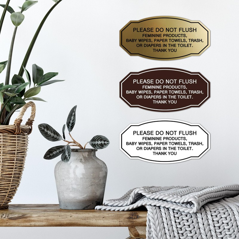 Signs ByLITA Victorian Please Do Not Flush Etiquette Sign (Brushed