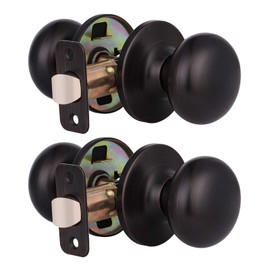 KNOBWELL 2 Pack Oil Rubbed Bronze Closet Door Knobs Passage Door Knob Set, Interior Door Knob, Hallway/Closet Keyless Door Knob