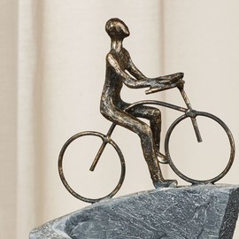 Touch of Class Journey of Life Bike on Winding Road Table Sculpture - Resin - Gray, Bronze - Inspirational Trip for Bedroom, Living Room, Office, Entryway, Foyer, Office - Modern Decor
