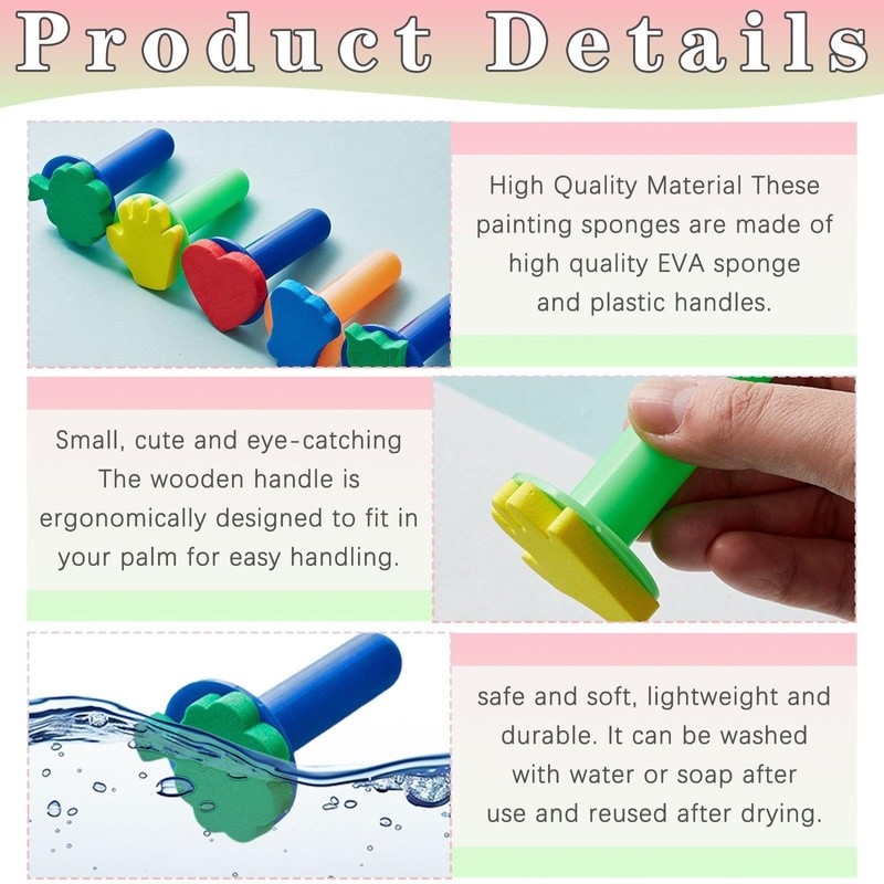 MEMOFYND 15 Pieces Sponge Stamps, Children'S Stamps, Children'S Painting Tools,