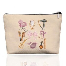 EKGJW Hairstylist Gifts Women Makeup Bag, Cute Cosmetic Pouch for Hairdressers & Cosmetology Students, Hair Salon Travel Organizer Bag for Teen Girls, Aesthetic Stylist Accessories, 7.5 x 10 in