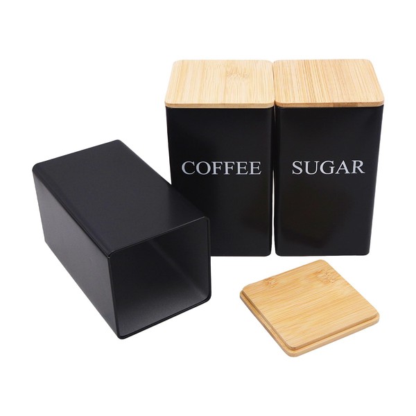 Toolzia Tea Coffee Sugar Canisters, 3 Pack Tea and Coffee